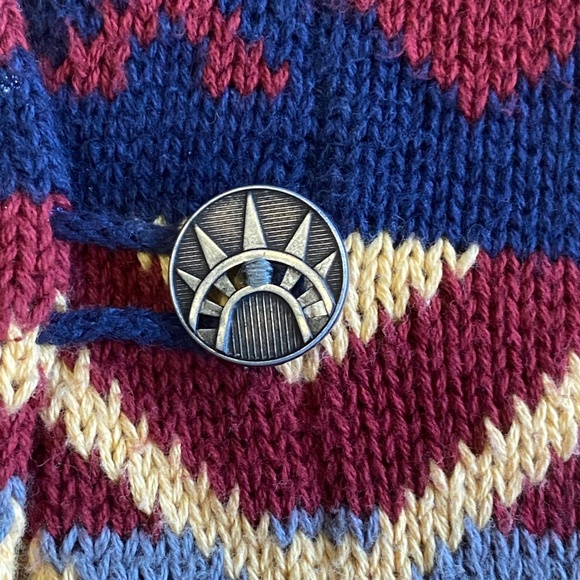 Vintage 80s/90s SAGE by Liz Ence Hand Loomed Art Deco Cotton Vest Grandpa Core M - Picture 7 of 10